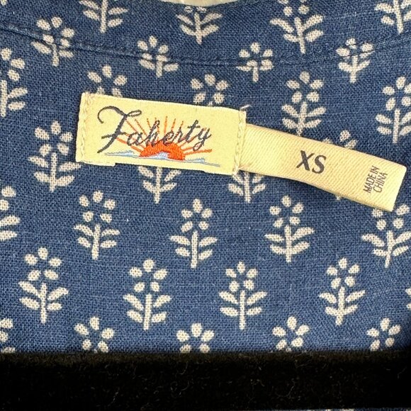 Faherty Womens Isha Basketweave Linen Dress Gobi Floral Size XS Comfy Summer - Picture 3 of 13